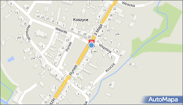 Koszyce, Rynek, 3, mapa Koszyce