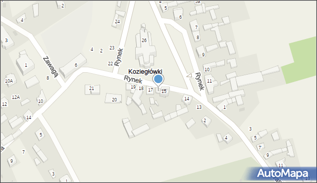 Koziegłówki, Rynek, 16, mapa Koziegłówki