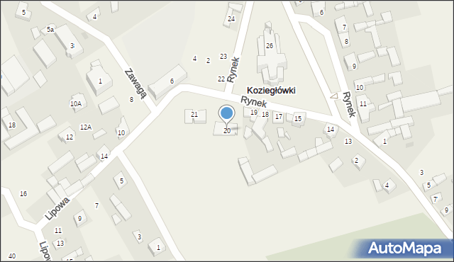 Koziegłówki, Rynek, 20, mapa Koziegłówki