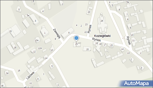 Koziegłówki, Rynek, 21, mapa Koziegłówki