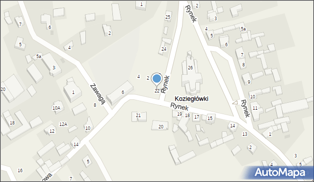 Koziegłówki, Rynek, 22, mapa Koziegłówki