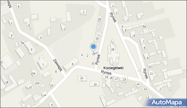 Koziegłówki, Rynek, 23, mapa Koziegłówki