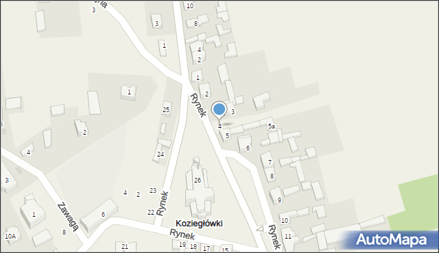 Koziegłówki, Rynek, 4, mapa Koziegłówki