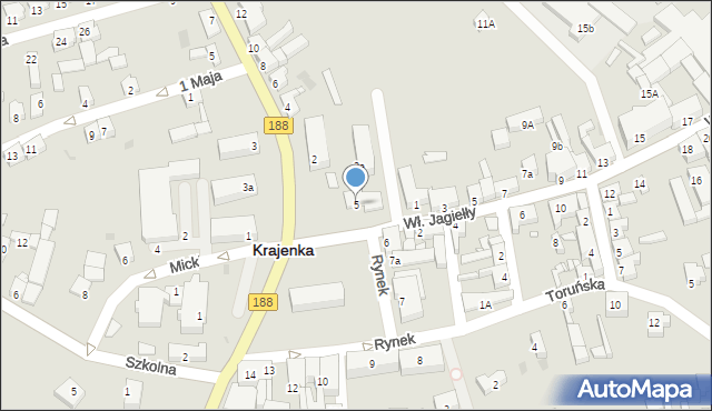 Krajenka, Rynek, 5, mapa Krajenka