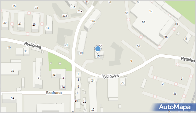 Kraków, Rydlówka, 15, mapa Krakowa