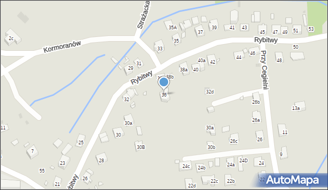 Kraków, Rybitwy, 36, mapa Krakowa