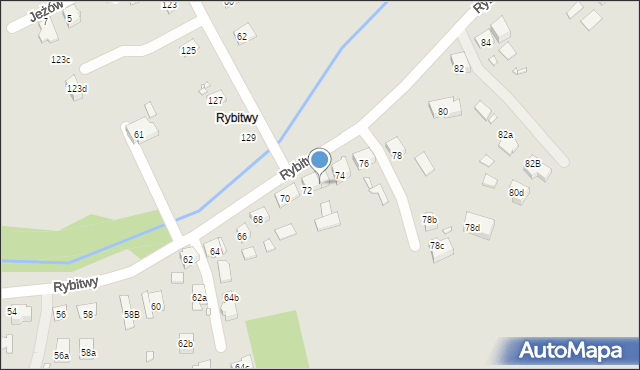 Kraków, Rybitwy, 72a, mapa Krakowa