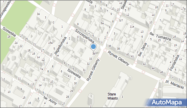 Kraków, Rynek Główny, 34, mapa Krakowa