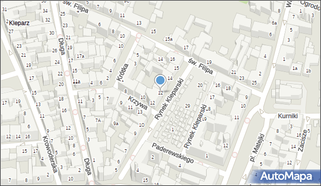 Kraków, Rynek Kleparski, 12, mapa Krakowa