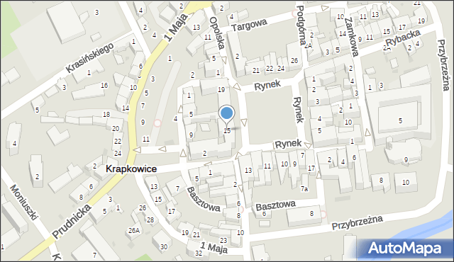 Krapkowice, Rynek, 15, mapa Krapkowice