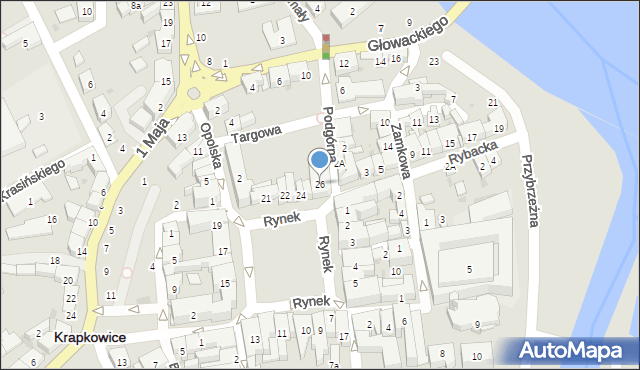 Krapkowice, Rynek, 26, mapa Krapkowice