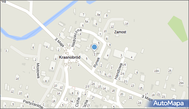 Krasnobród, Rynek, 1, mapa Krasnobród