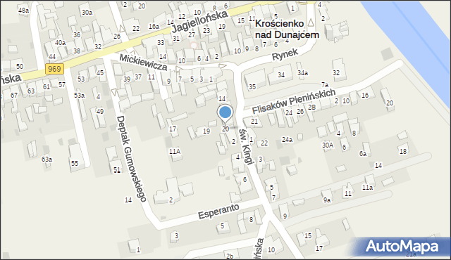 Krościenko nad Dunajcem, Rynek, 20, mapa Krościenko nad Dunajcem