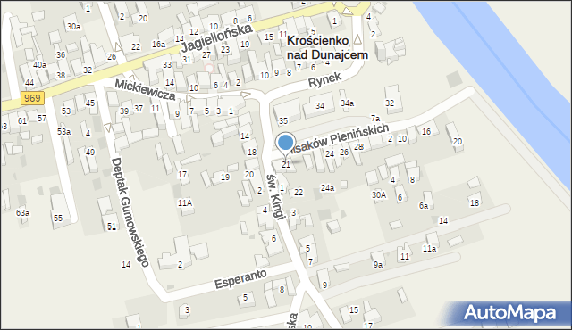 Krościenko nad Dunajcem, Rynek, 21, mapa Krościenko nad Dunajcem