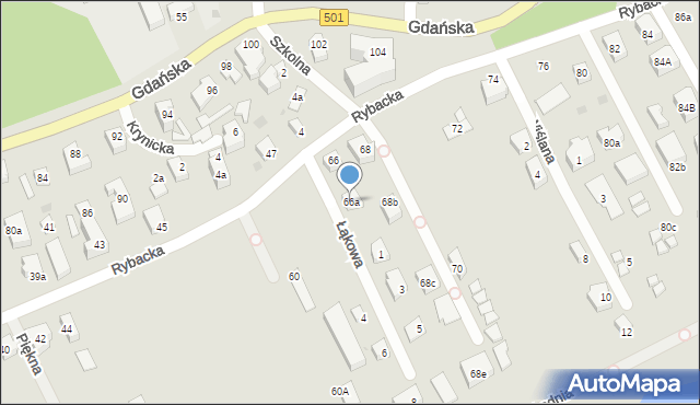 Krynica Morska, Rybacka, 66a, mapa Krynica Morska