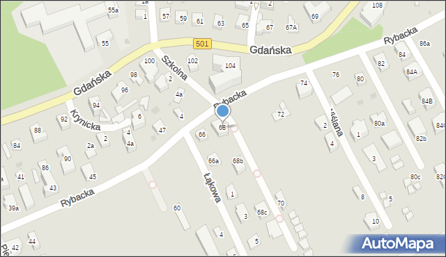 Krynica Morska, Rybacka, 68, mapa Krynica Morska