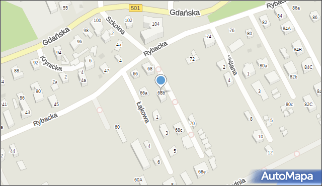 Krynica Morska, Rybacka, 68b, mapa Krynica Morska