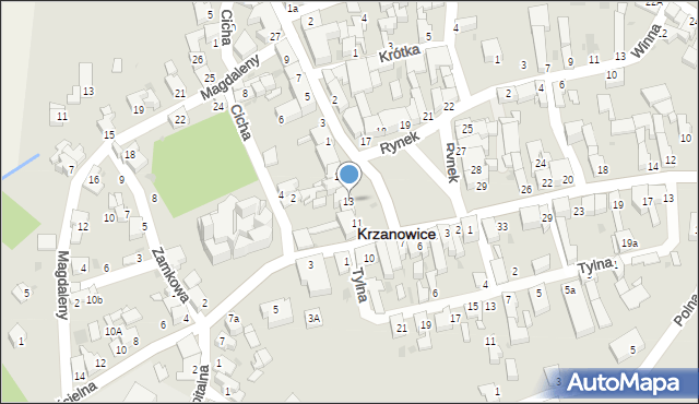 Krzanowice, Rynek, 13, mapa Krzanowice