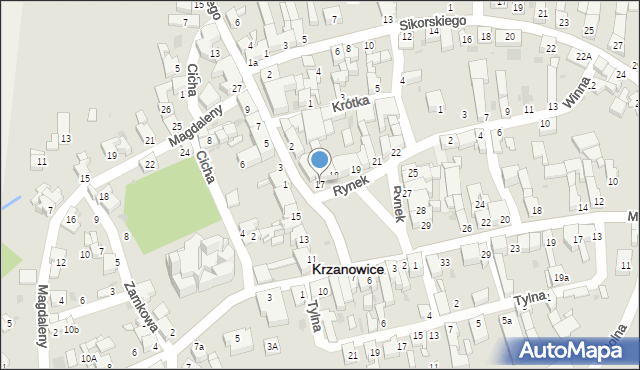 Krzanowice, Rynek, 17, mapa Krzanowice