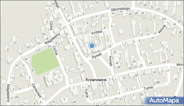 Krzanowice, Rynek, 18, mapa Krzanowice