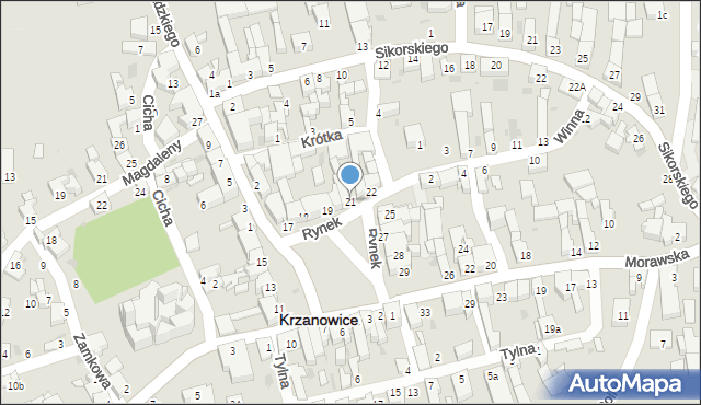 Krzanowice, Rynek, 21, mapa Krzanowice