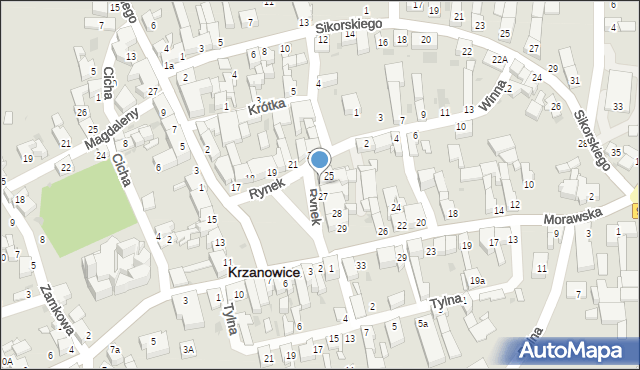 Krzanowice, Rynek, 26, mapa Krzanowice