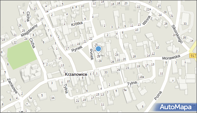 Krzanowice, Rynek, 28, mapa Krzanowice