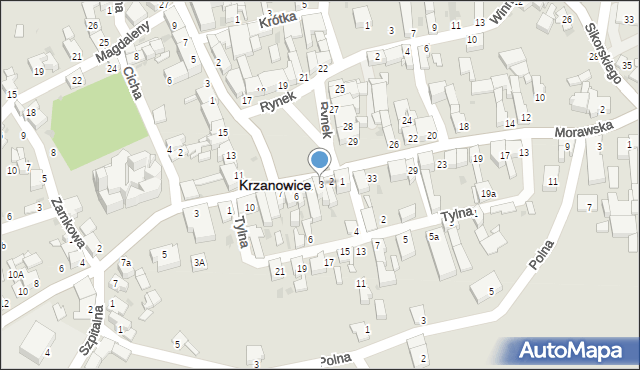 Krzanowice, Rynek, 3, mapa Krzanowice