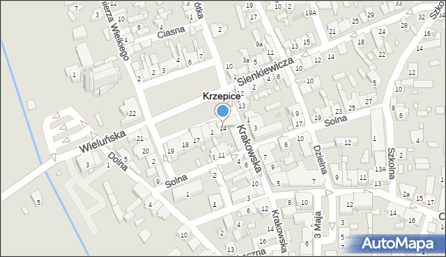 Krzepice, Rynek Powstańców 1863, 14, mapa Krzepice