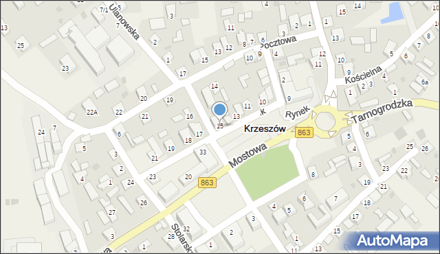 Krzeszów, Rynek, 15, mapa Krzeszów