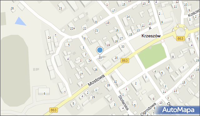 Krzeszów, Rynek, 23, mapa Krzeszów