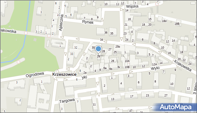 Krzeszowice, Rynek, 29, mapa Krzeszowice