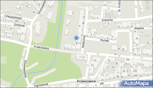 Krzeszowice, Rynek, 3, mapa Krzeszowice