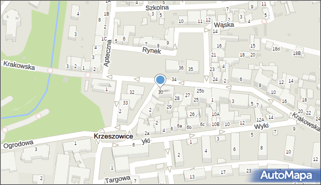 Krzeszowice, Rynek, 30, mapa Krzeszowice