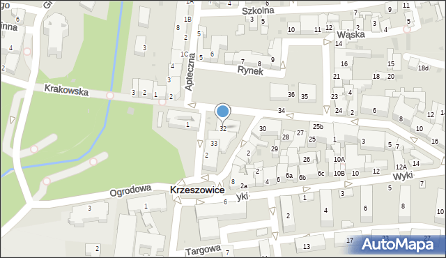 Krzeszowice, Rynek, 32, mapa Krzeszowice