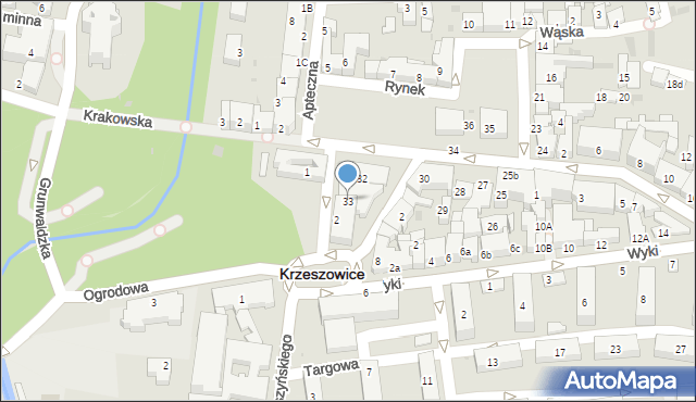 Krzeszowice, Rynek, 33, mapa Krzeszowice