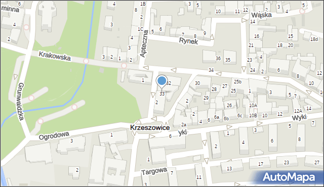 Krzeszowice, Rynek, 33, mapa Krzeszowice