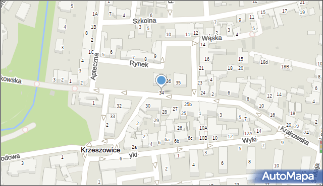 Krzeszowice, Rynek, 34, mapa Krzeszowice