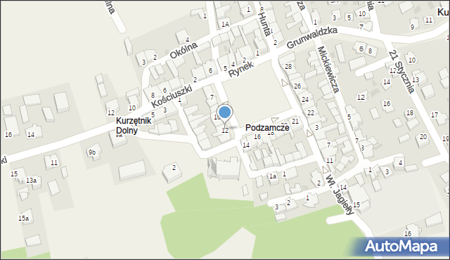 Kurzętnik, Rynek, 12, mapa Kurzętnik