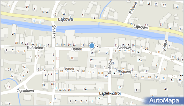 Lądek-Zdrój, Rynek, 15, mapa Lądek-Zdrój