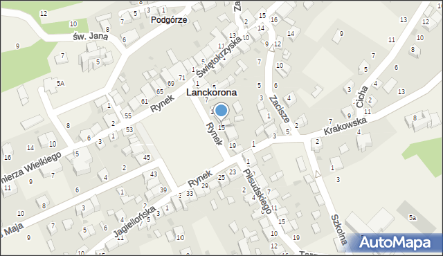 Lanckorona, Rynek, 15, mapa Lanckorona