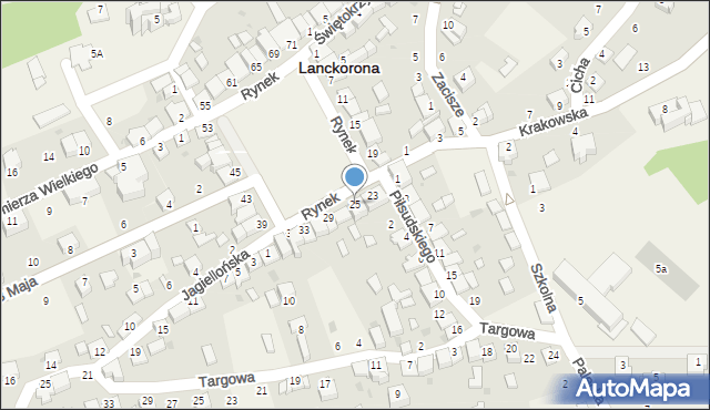 Lanckorona, Rynek, 25, mapa Lanckorona