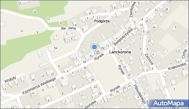 Lanckorona, Rynek, 63, mapa Lanckorona