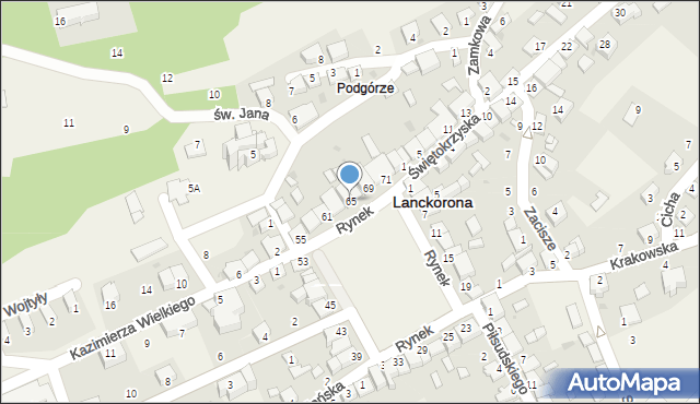 Lanckorona, Rynek, 65, mapa Lanckorona