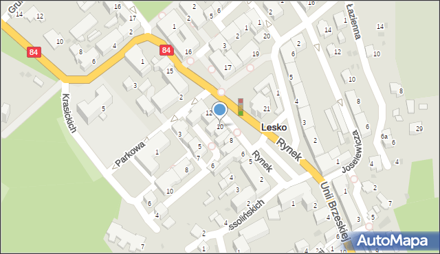 Lesko, Rynek, 10, mapa Lesko