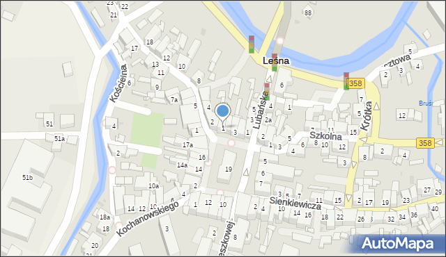 Leśna, Rynek, 1, mapa Leśna