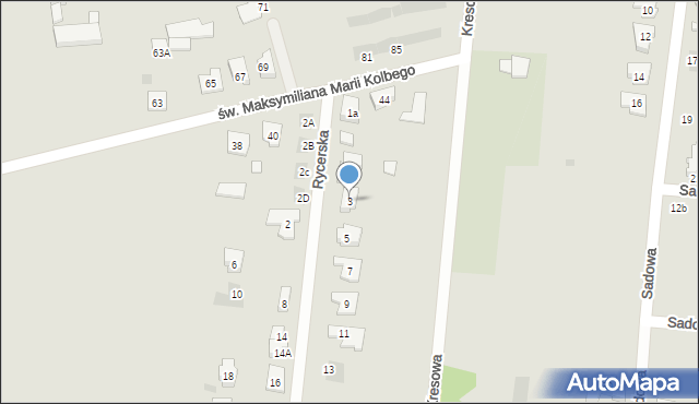 Leszno, Rycerska, 3, mapa Leszno