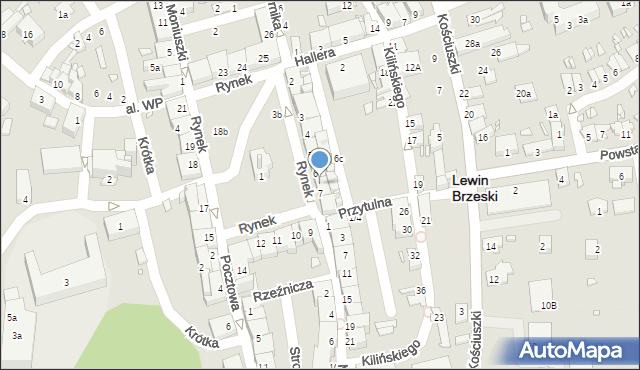 Lewin Brzeski, Rynek, 6a, mapa Lewin Brzeski