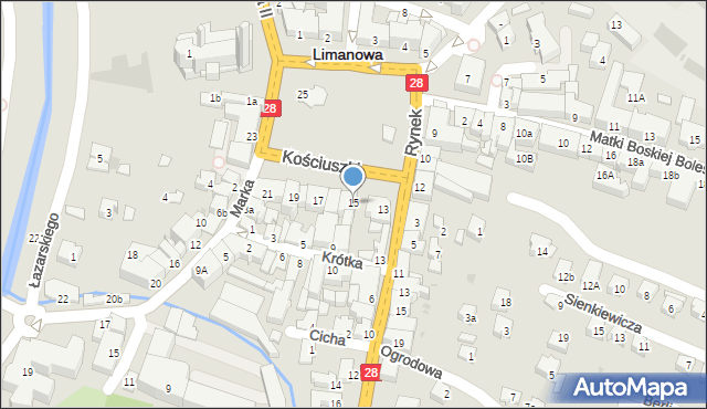 Limanowa, Rynek, 15, mapa Limanowa