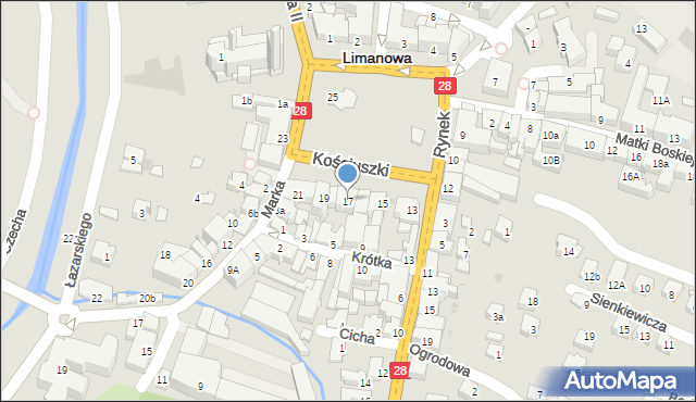 Limanowa, Rynek, 17, mapa Limanowa